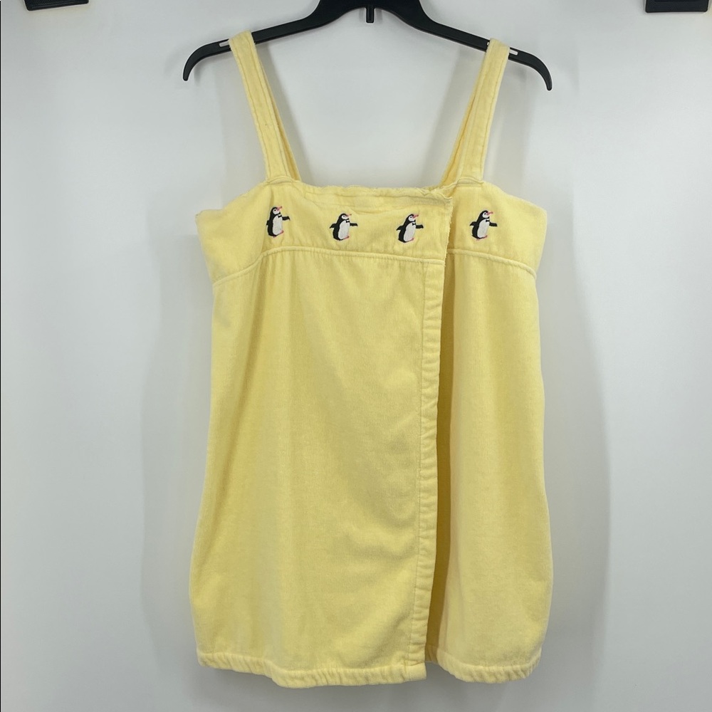 Vintage y2k Vanity Fair Butter Yellow Penguin Terry Cloth Wrap Top L/XL